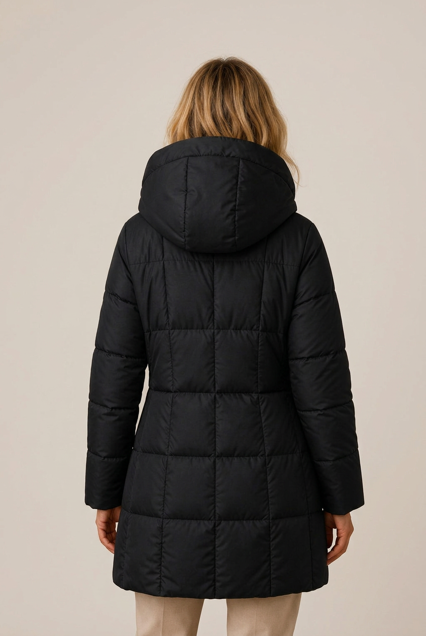 Serena | Women's Hooded Longline Quilted Puffer Down Jacket