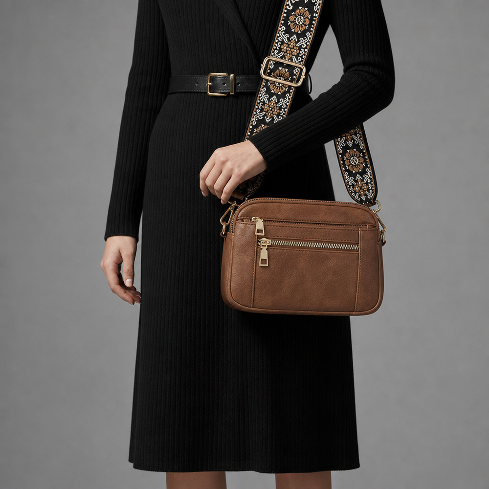 Menerbes Leather Crossbody Bag in Brown