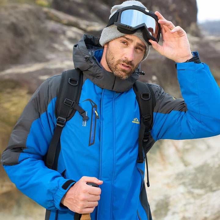 Bright Blue MAGCOMSEN Men's Water Resistant Ski Jacket - Fleece Lined Parka with Pockets in #Color_Bright Blue