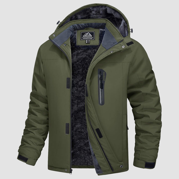 Army Green MAGCOMSEN Men's Winter Coat Water-Resistant Ski & Snow Jacket with Hood in #Color_Army Green