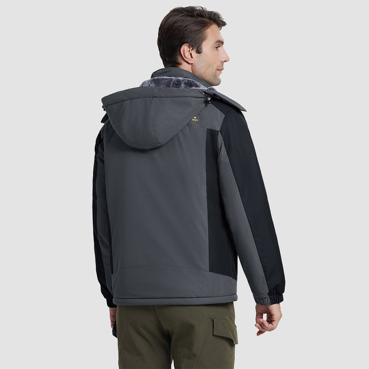 Black Grey MAGCOMSEN Men's Water-Resistant Ski Jacket - Warm Fleece Winter in #Color_Black Grey