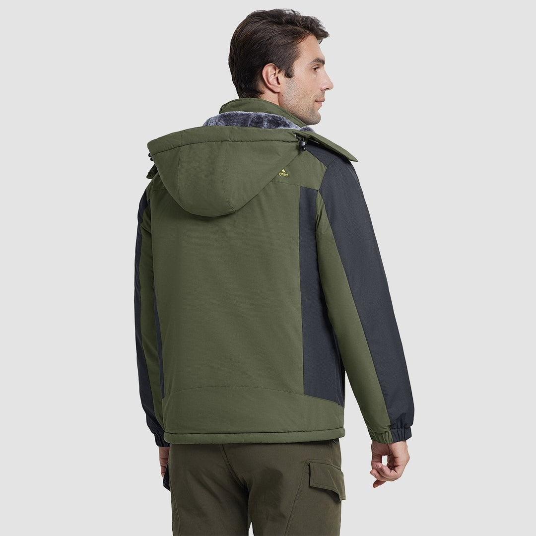 Army Green MAGCOMSEN Men's Water-Resistant Ski Jacket - Warm Fleece Winter in #Color_Army Green