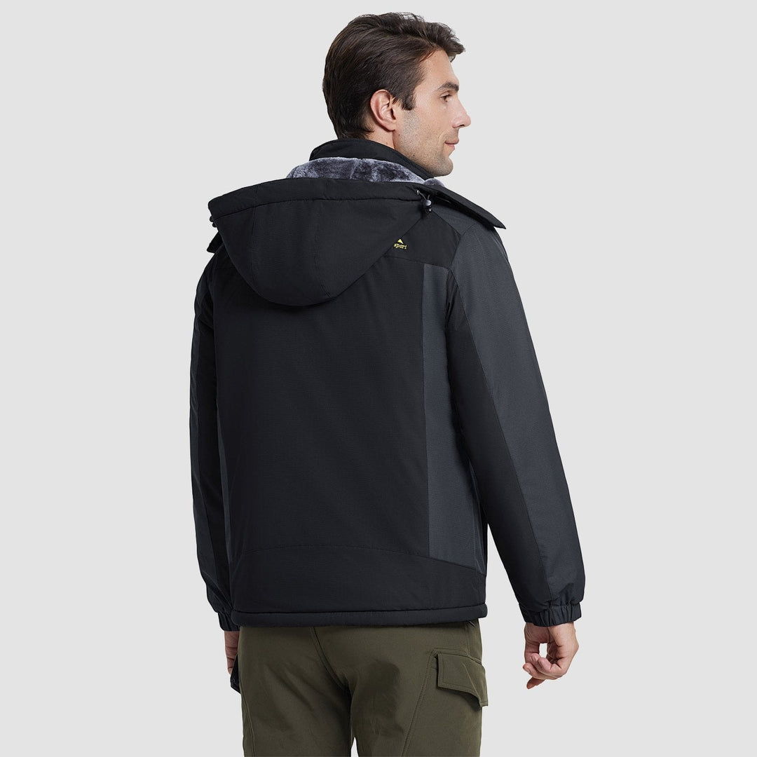 Grey Black MAGCOMSEN Men's Water-Resistant Ski Jacket - Warm Fleece Winter in #Color_Grey Black
