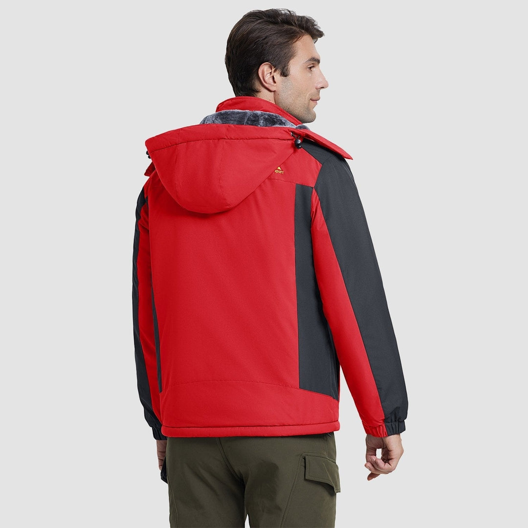 Red MAGCOMSEN Men's Water-Resistant Ski Jacket - Warm Fleece Winter in #Color_Red