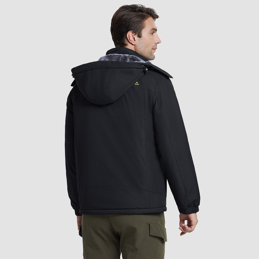 Black MAGCOMSEN Men's Water-Resistant Ski Jacket - Warm Fleece Winter in #Color_Black