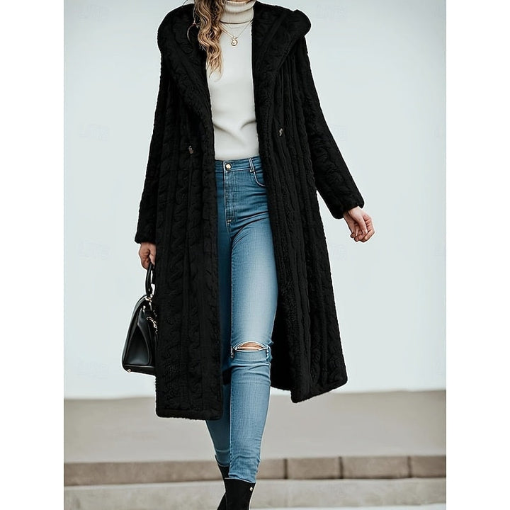Lana | Hooded Textured Faux Fur Long Coat
