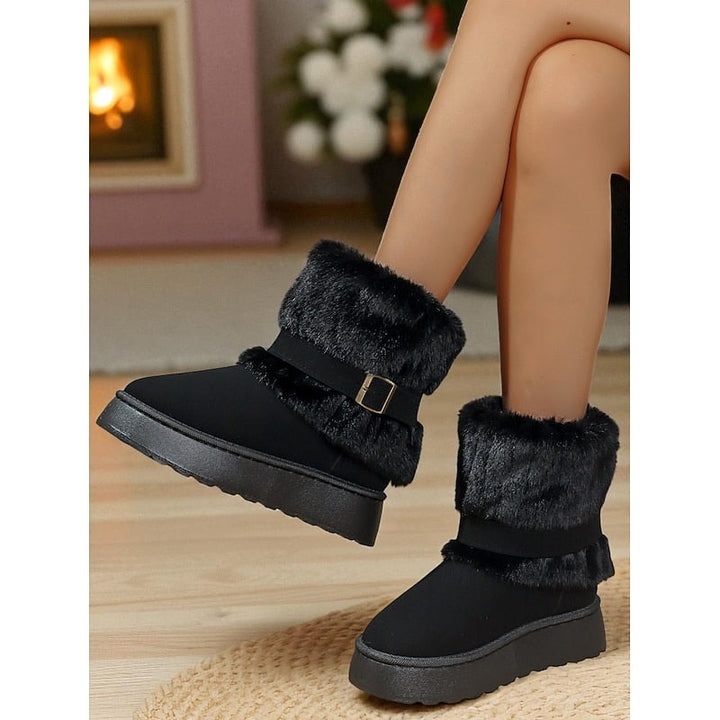 Phoebe | Women's Faux Fur Buckle Snow Boots