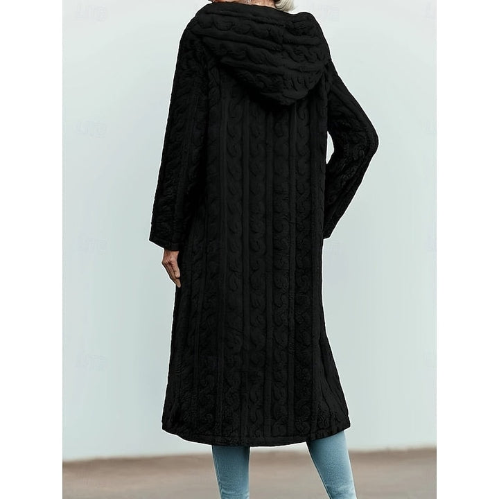 Lana | Hooded Textured Faux Fur Long Coat
