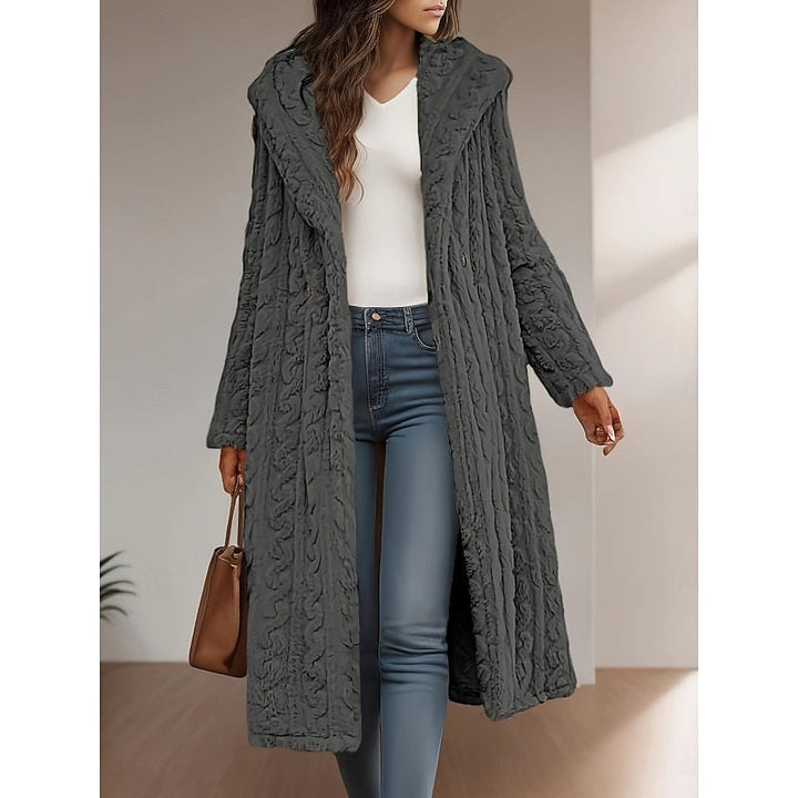 Lana | Hooded Textured Faux Fur Long Coat