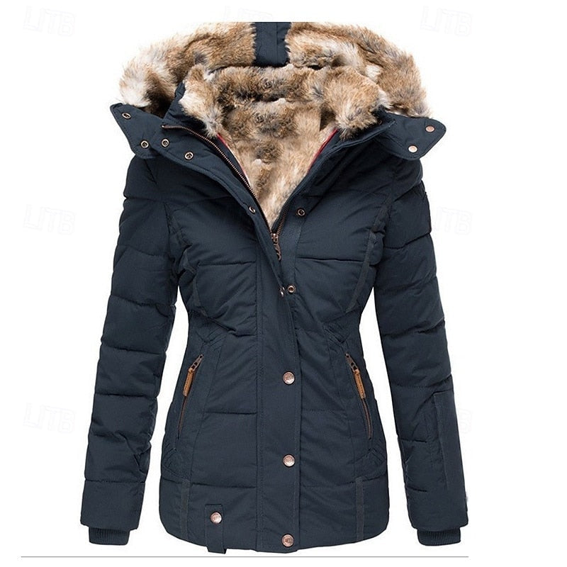 Celine | Faux Fur Hooded Down Jacket
