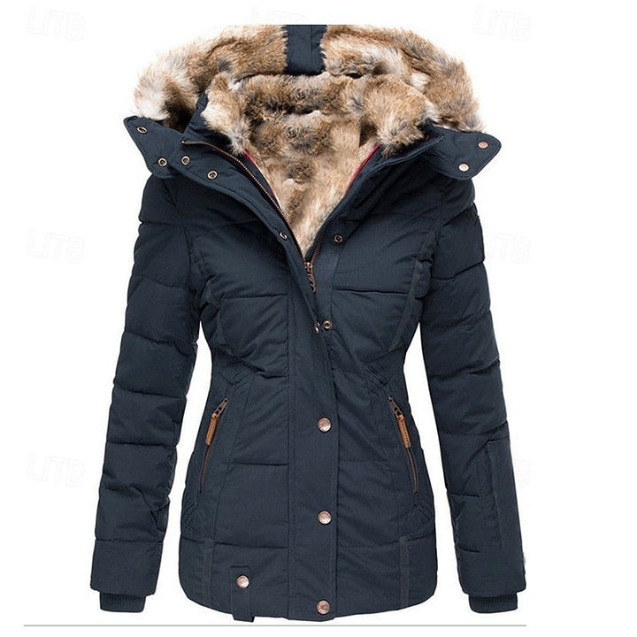 Celine | Faux Fur Hooded Down Jacket