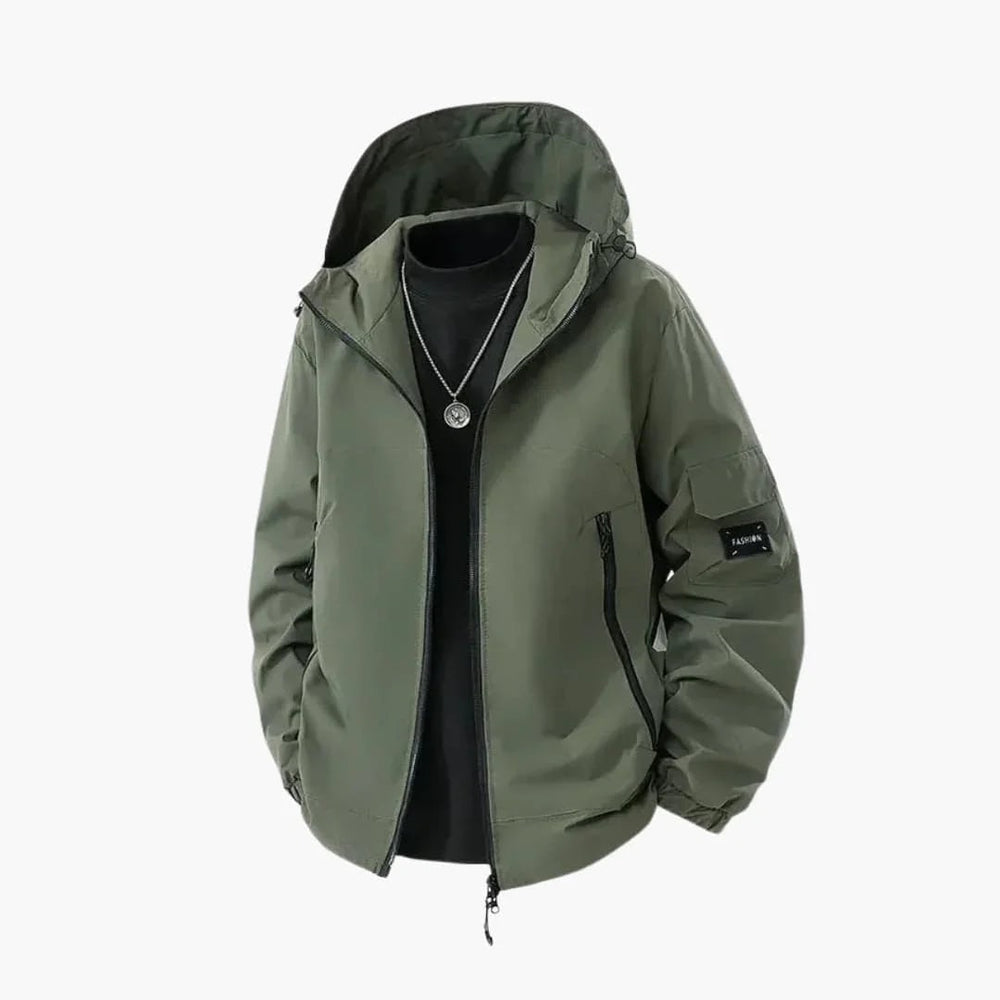 Men's Drawstring-Hood Zip-Front Ski Jacket