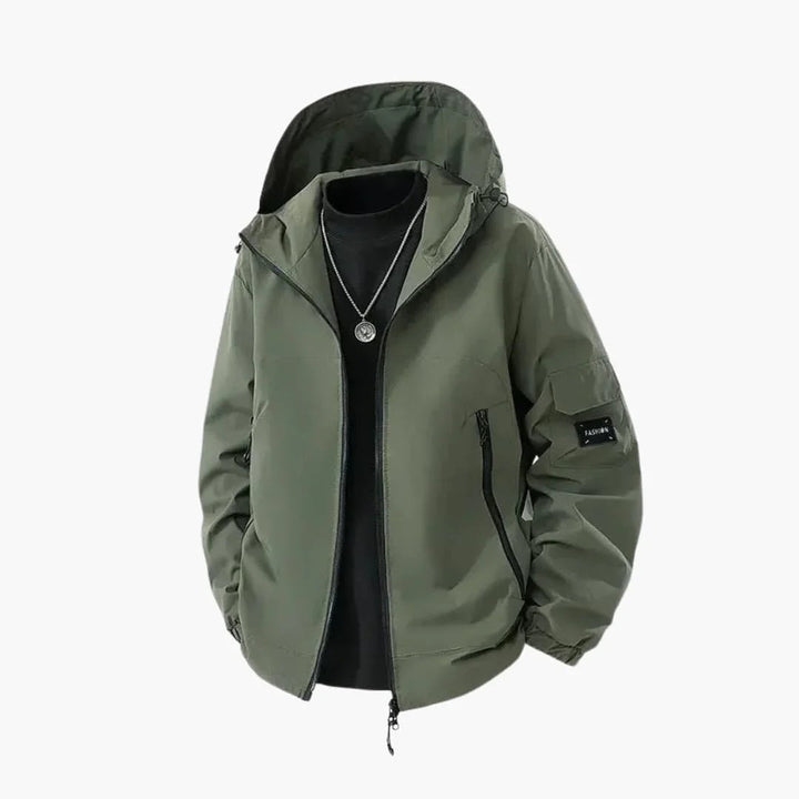 Men's Drawstring-Hood Zip-Front Ski Jacket
