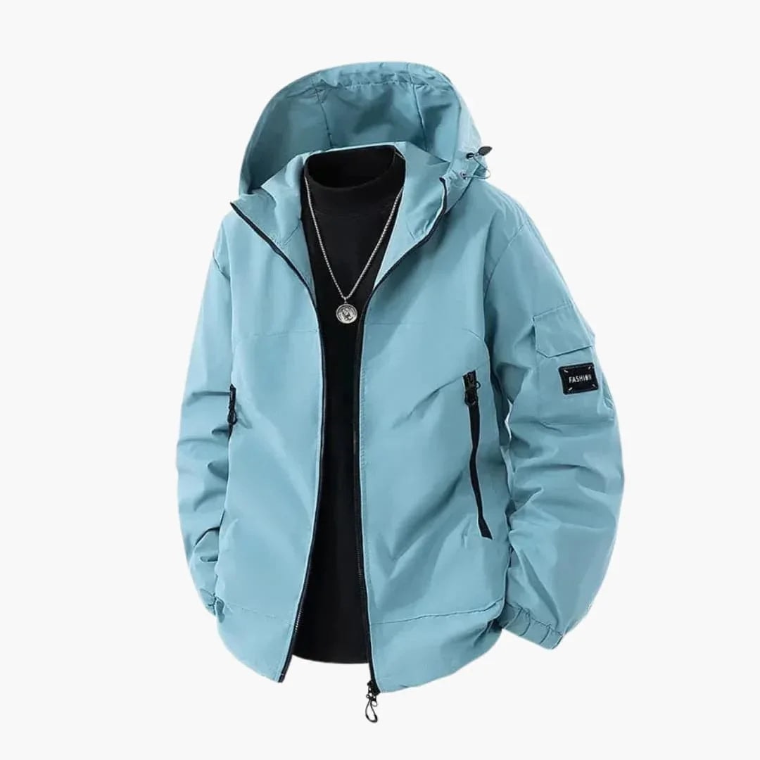 Men's Drawstring-Hood Zip-Front Ski Jacket