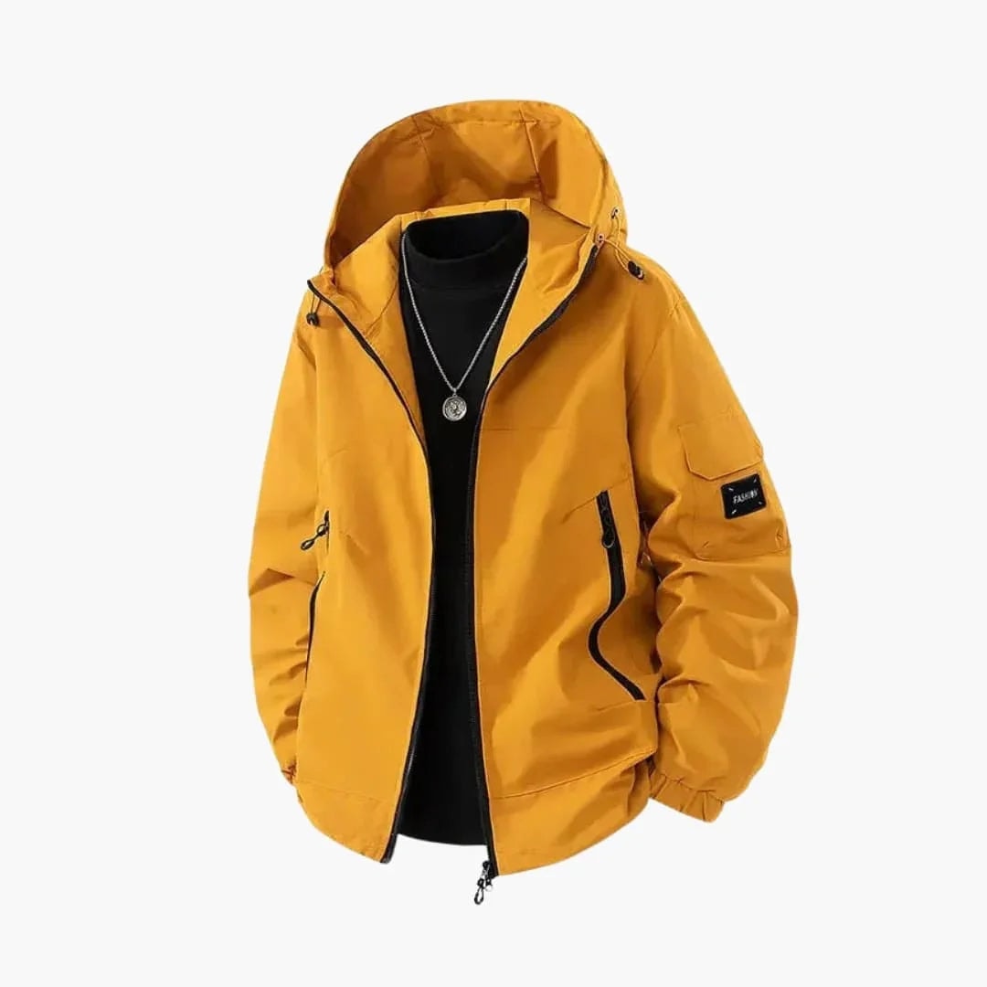 Men's Drawstring-Hood Zip-Front Ski Jacket
