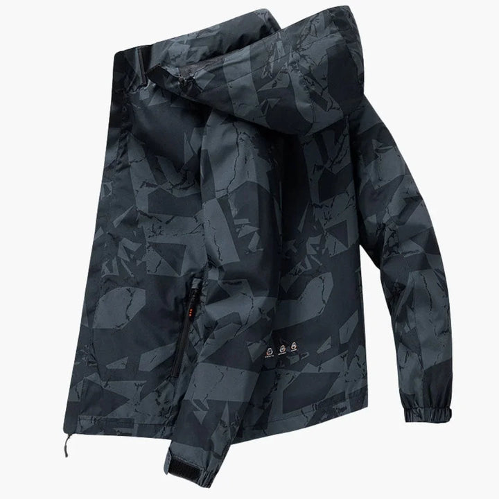 Men's Tonal-Pattern Hooded Ski Jacket