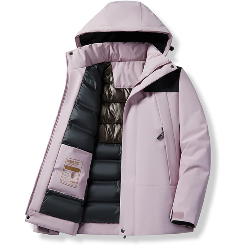 Women's Covered-Zip Hooded Ski Jacket