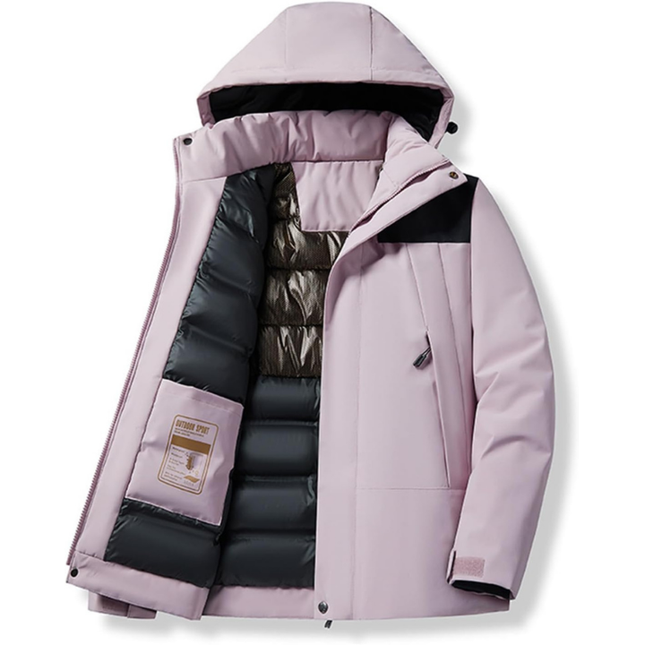 Women's Covered-Zip Hooded Ski Jacket