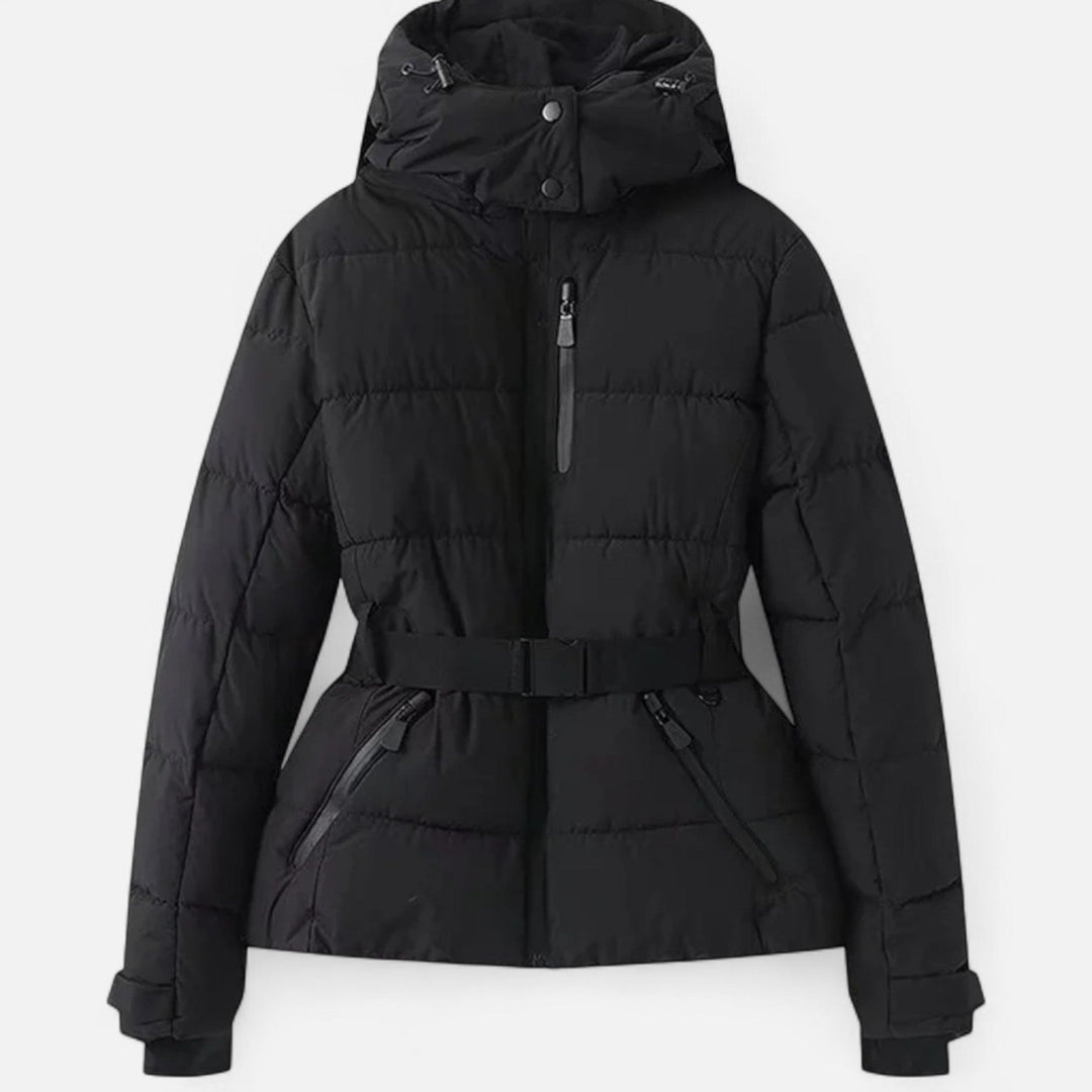 Women's Gloss-Quilt Hooded Ski Jacket
