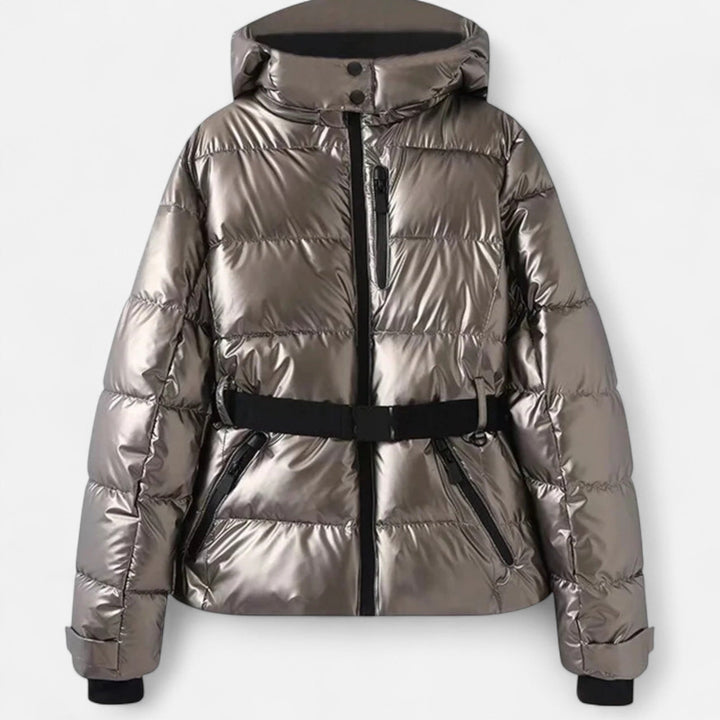 Women's Gloss-Quilt Hooded Ski Jacket