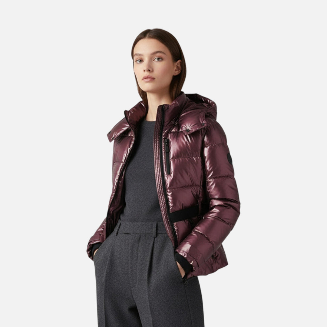 Women's Gloss-Quilt Hooded Ski Jacket