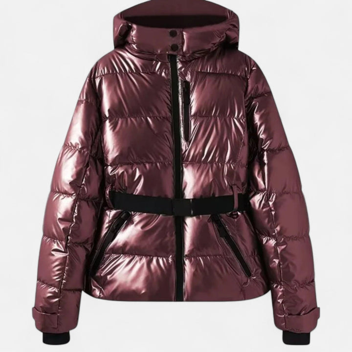 Women's Gloss-Quilt Hooded Ski Jacket