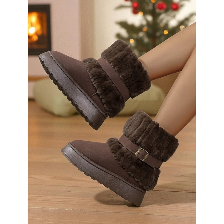 Phoebe | Women's Faux Fur Buckle Snow Boots