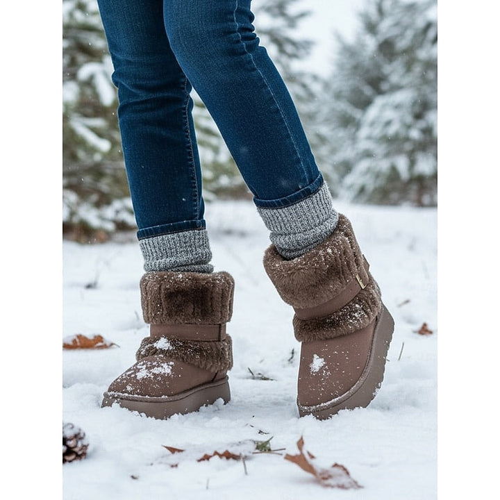 Phoebe | Women's Faux Fur Buckle Snow Boots