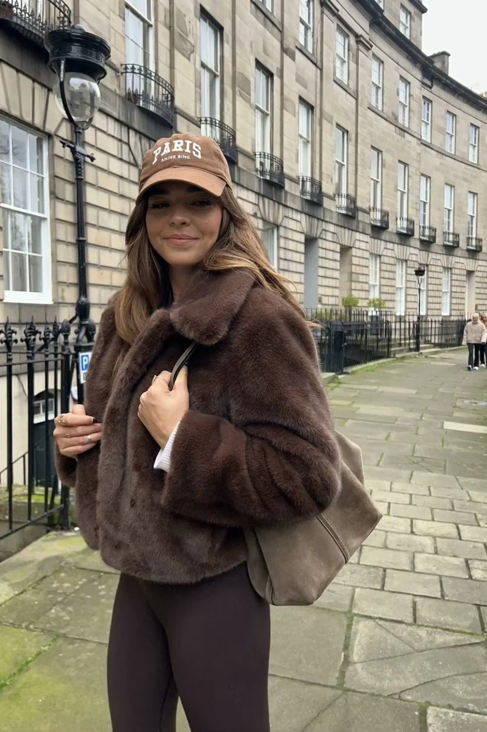 Lauren | Brown Faux Fur Coat Cropped Collared Winter Coat