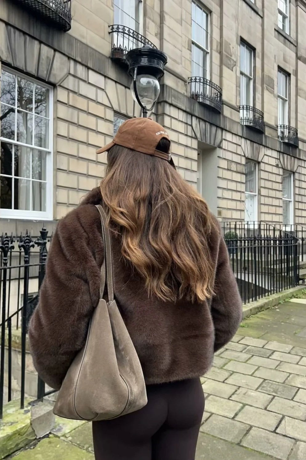 Lauren | Brown Faux Fur Coat Cropped Collared Winter Coat