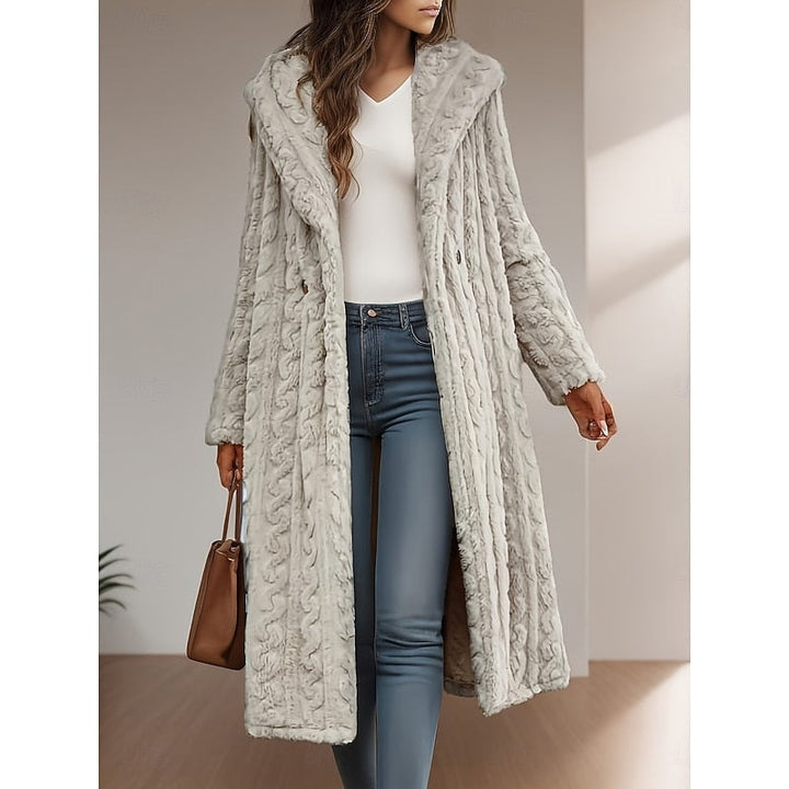 Lana | Hooded Textured Faux Fur Long Coat