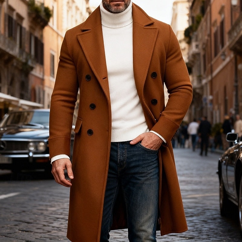 Roman | Men's Double Breasted Long Coat