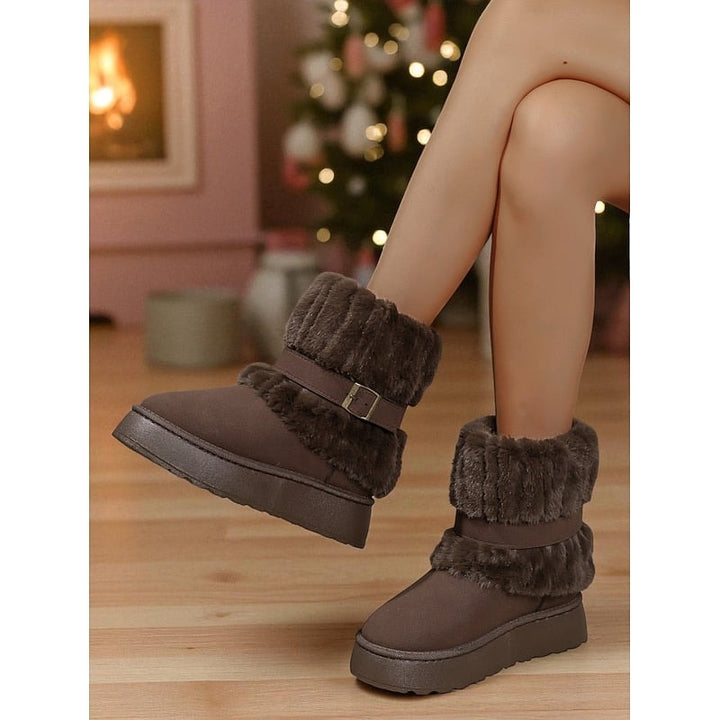 Phoebe | Women's Faux Fur Buckle Snow Boots