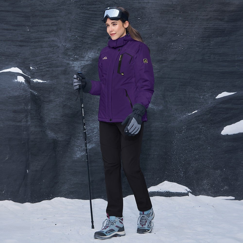 Dark Purple MAGCOMSEN Women's Water-Resistant Fleece Ski Jacket with 4 Pockets in #Color_Dark Purple