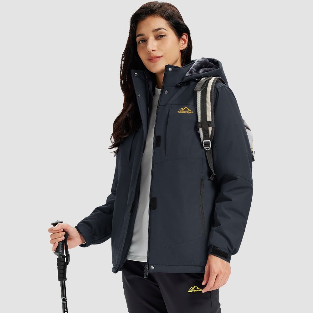 Carbon Grey MAGCOMSEN Women's Waterproof Ski Jacket - Warm Fleece Lined Winter Snow Coat with Hood in #Color_Carbon Grey