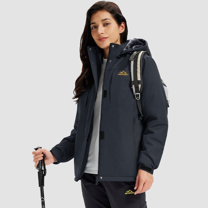 Carbon Grey MAGCOMSEN Women's Waterproof Ski Jacket - Warm Fleece Lined Winter Snow Coat with Hood in #Color_Carbon Grey