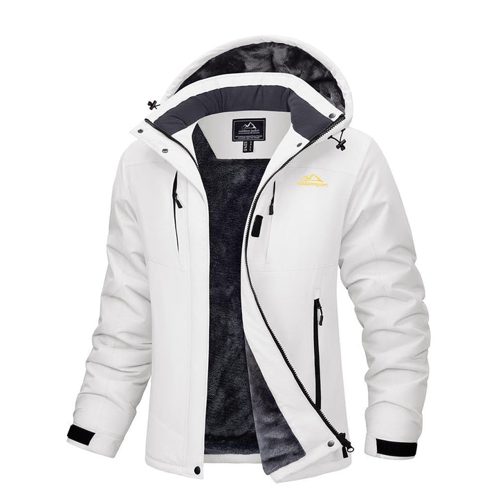White MAGCOMSEN Women's Waterproof Ski Jacket - Warm Fleece Lined Winter Snow Coat with Hood in #Color_White