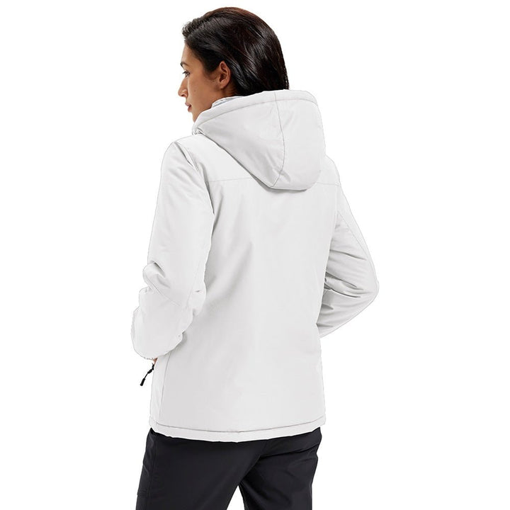 White MAGCOMSEN Women's Waterproof Ski Jacket - Warm Fleece Lined Winter Snow Coat with Hood in #Color_White