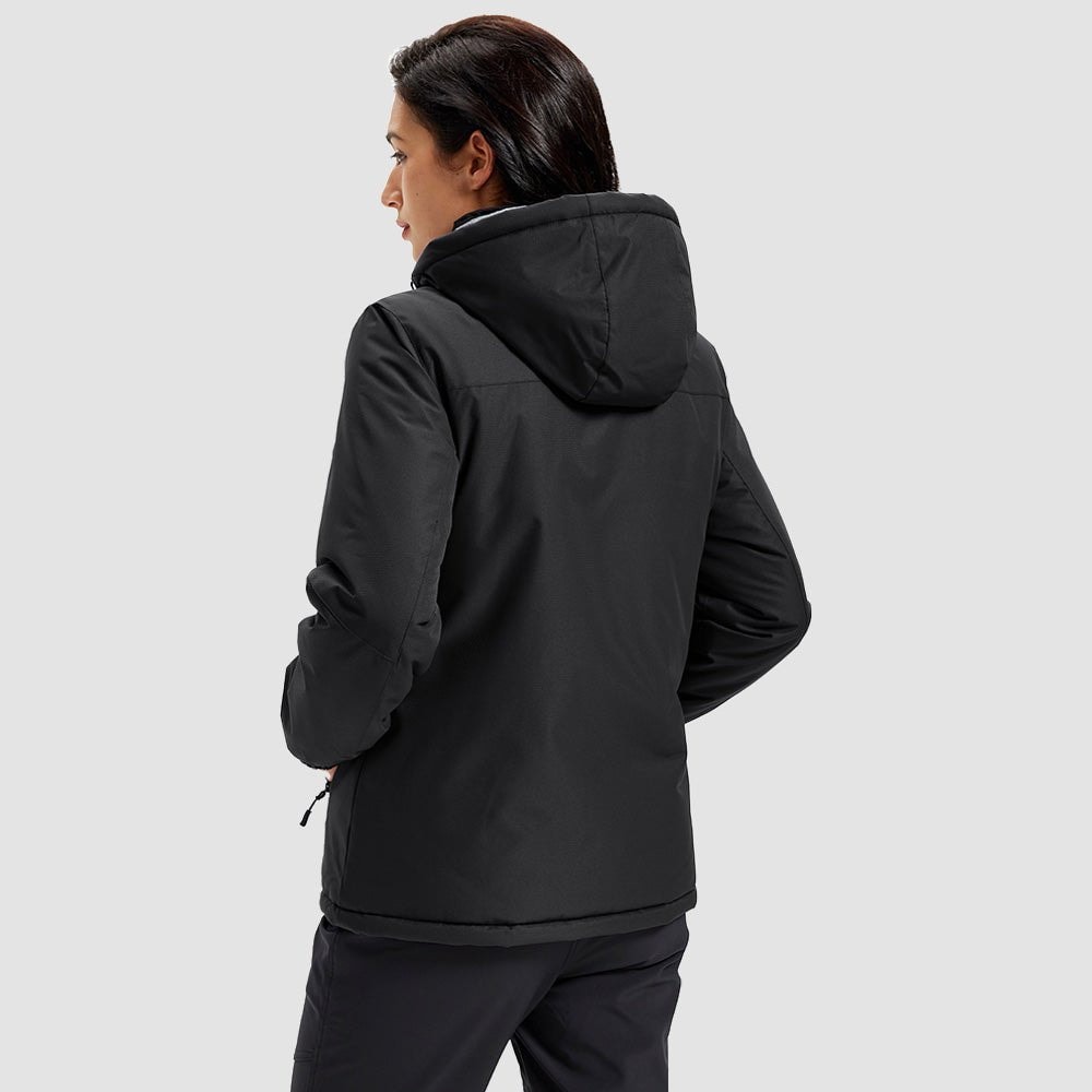 Black MAGCOMSEN Women's Waterproof Ski Jacket - Warm Fleece Lined Winter Snow Coat with Hood in #Color_Black