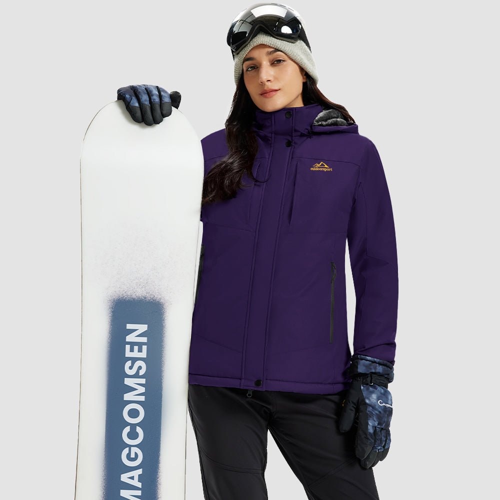 Deep Purple MAGCOMSEN Women's Waterproof Ski Jacket - Warm Fleece Lined Winter Snow Coat with Hood in #Color_Deep Purple