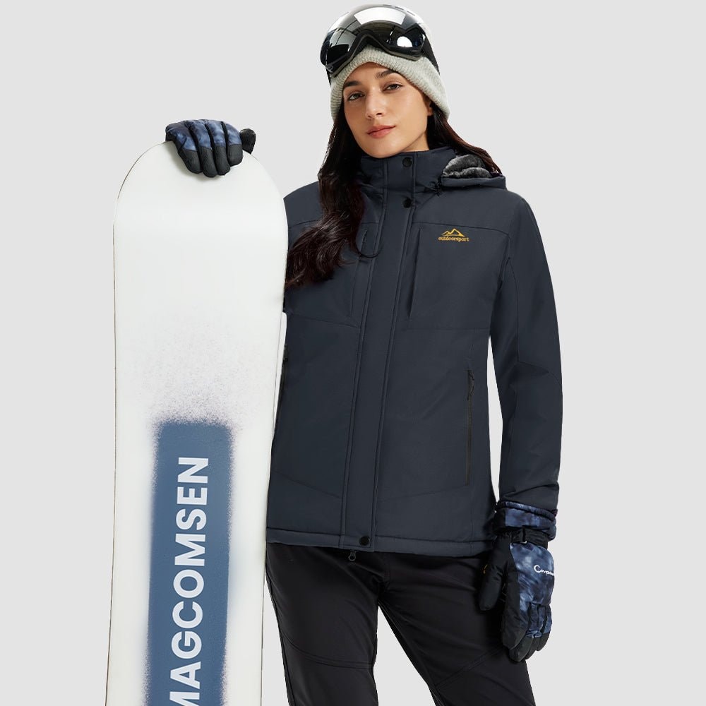 Carbon Grey MAGCOMSEN Women's Waterproof Ski Jacket - Warm Fleece Lined Winter Snow Coat with Hood in #Color_Carbon Grey