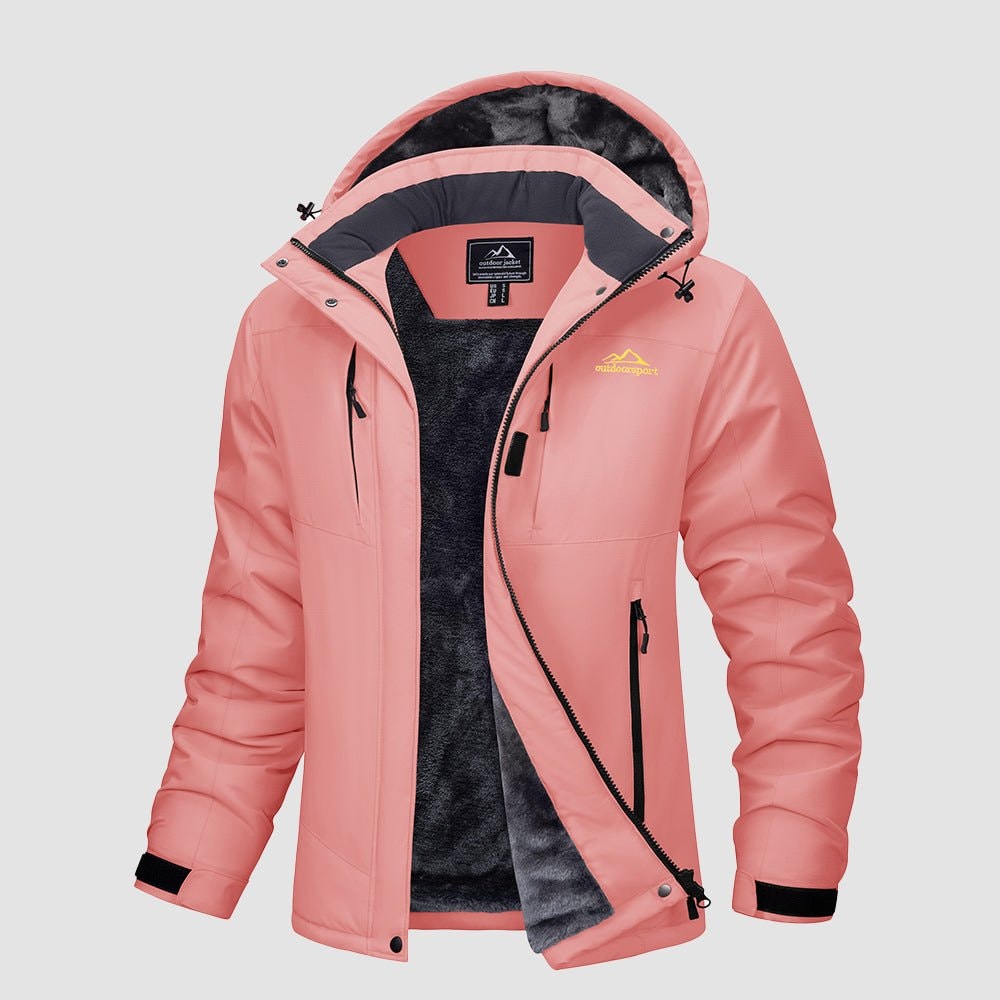 Pink MAGCOMSEN Women's Waterproof Ski Jacket - Warm Fleece Lined Winter Snow Coat with Hood in #Color_Pink