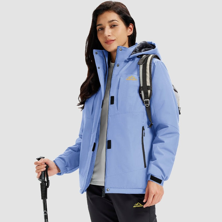 Light Blue MAGCOMSEN Women's Waterproof Ski Jacket - Warm Fleece Lined Winter Snow Coat with Hood in #Color_Light Blue