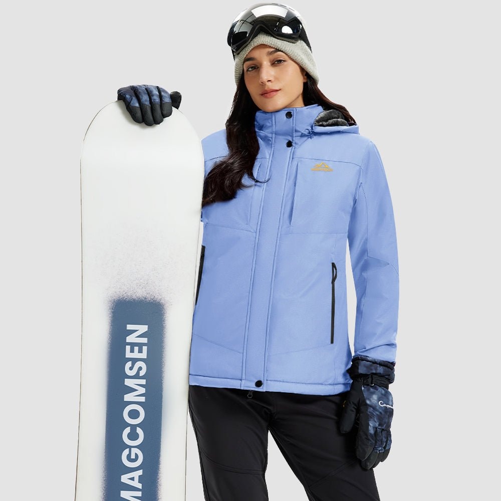 Light Blue MAGCOMSEN Women's Waterproof Ski Jacket - Warm Fleece Lined Winter Snow Coat with Hood in #Color_Light Blue