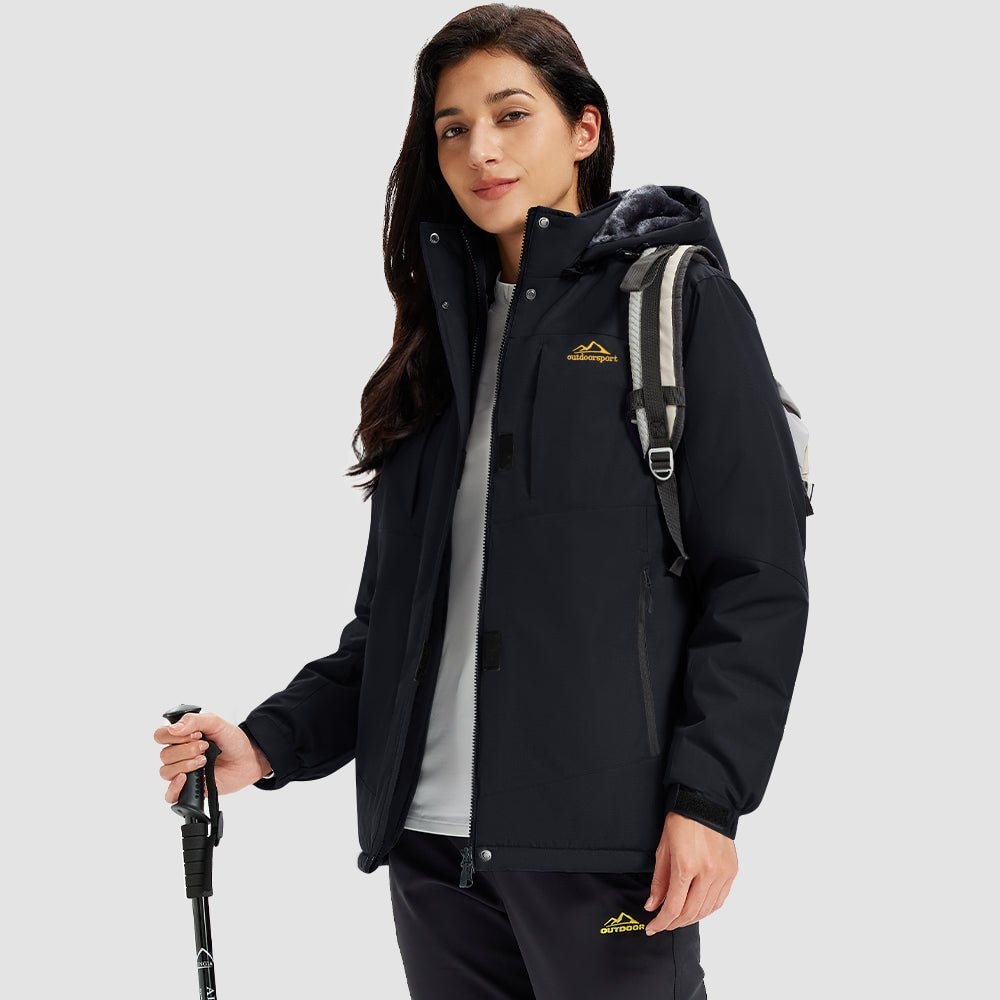 Black MAGCOMSEN Women's Waterproof Ski Jacket - Warm Fleece Lined Winter Snow Coat with Hood in #Color_Black