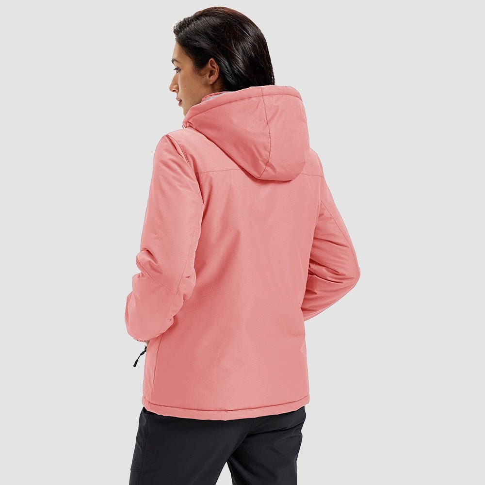 Pink MAGCOMSEN Women's Waterproof Ski Jacket - Warm Fleece Lined Winter Snow Coat with Hood in #Color_Pink