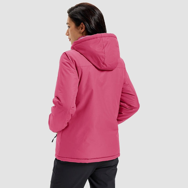 Rose Red MAGCOMSEN Women's Waterproof Ski Jacket - Warm Fleece Lined Winter Snow Coat with Hood in #Color_Rose Red