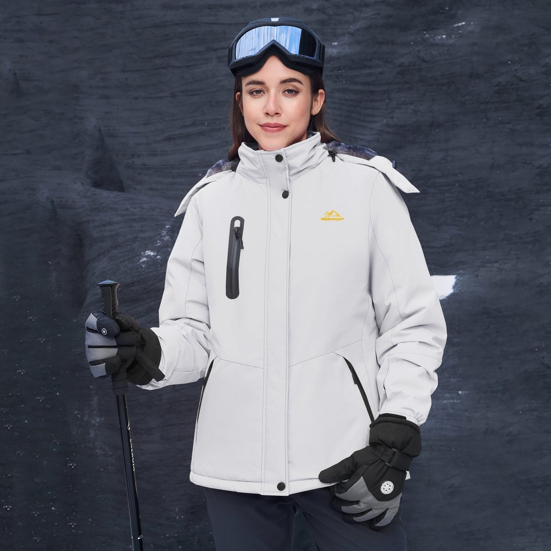 White MAGCOMSEN Women's Windproof & Waterproof Snow Ski Winter Jacket in #Color_White