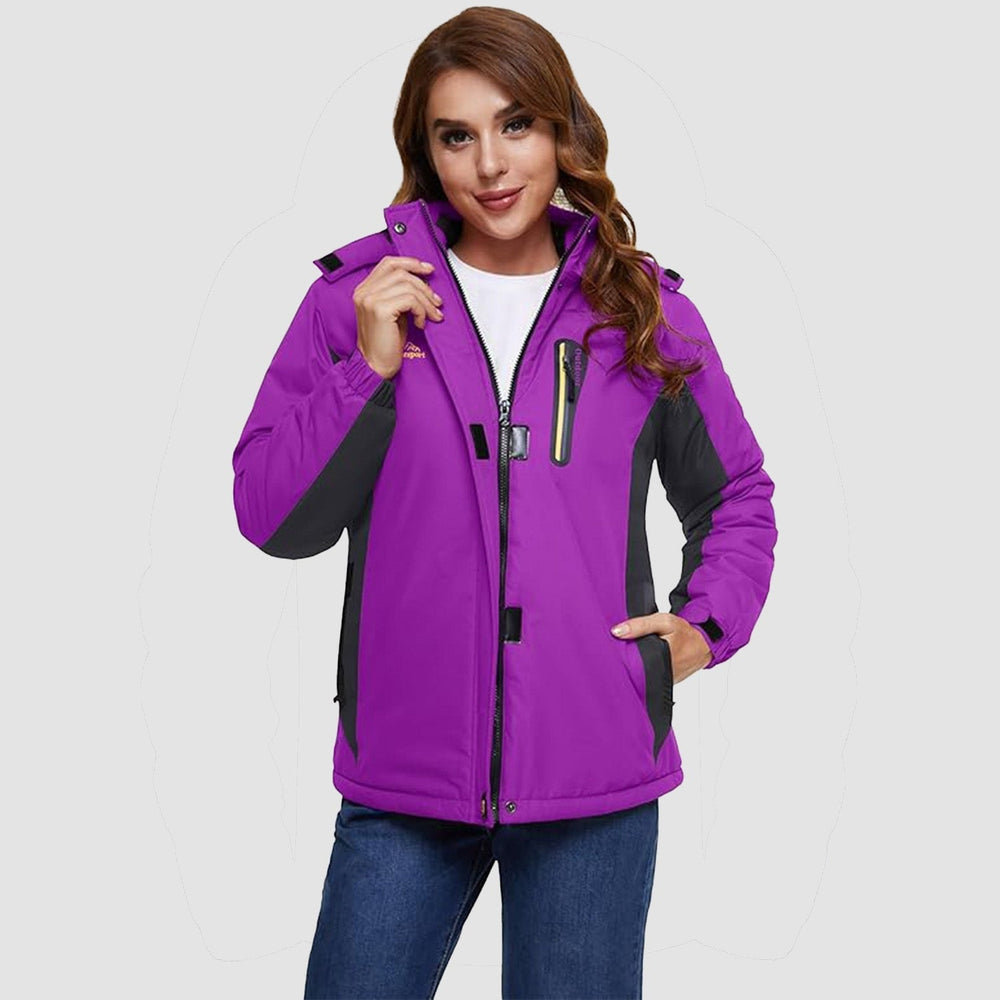 Purple MAGCOMSEN Women's Waterproof Fleece-Lined Ski Jacket with Hood in #Color_Purple
