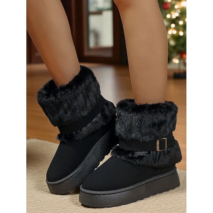 Phoebe | Women's Faux Fur Buckle Snow Boots